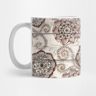 Coffee & Cocoa - brown & cream floral doodles on wood Mug